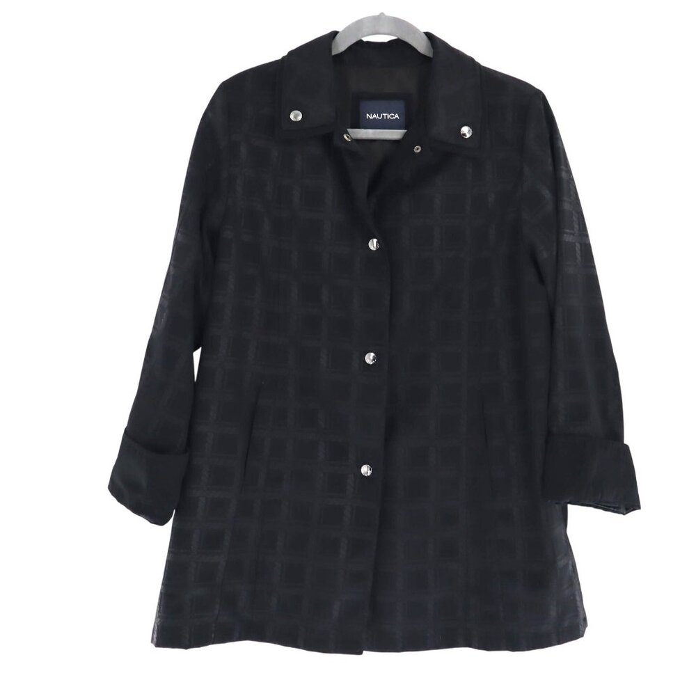 Nautica Rain Jacket Mens XL‎ Black Classic Twee Transitional Career Timeless